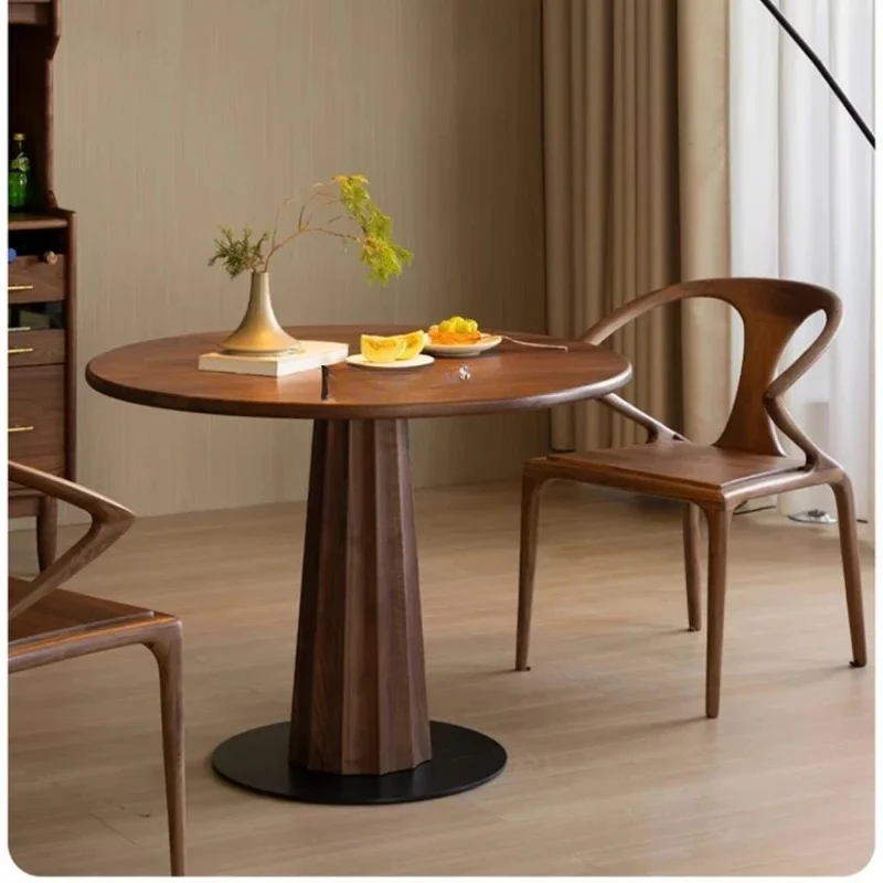 North American Black Walnut Nordic Solid Wood Round Dining Table All Solid Wood Dining Table Round Table Household