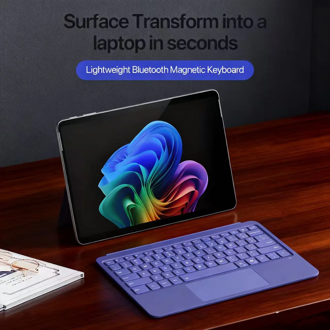 لوحة مفاتيح بلوتوث بإضاءة خلفية RGB مطورة لجهاز Microsoft Surface Pro 12 | مع لوحة اللمس والاتصال المغناطيسي #3