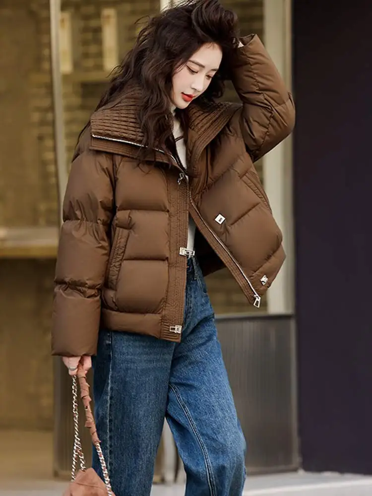 

Women's Stand Collar Puffer Coat, Female Down Jacket, Loose Down Waist, Thick Outerwear, Winter Fashion, New, 2024 T26