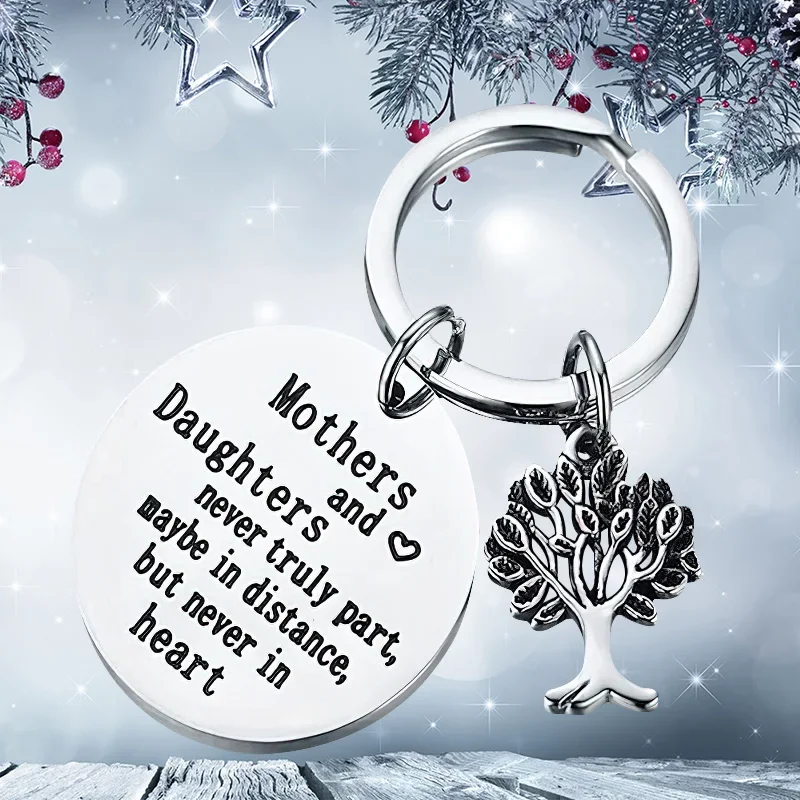 New Mother Daughter Gift Keychain Pendant  Family Tree Key Chain Mothers and Daughters Never Truly Part, Maybe In Distance