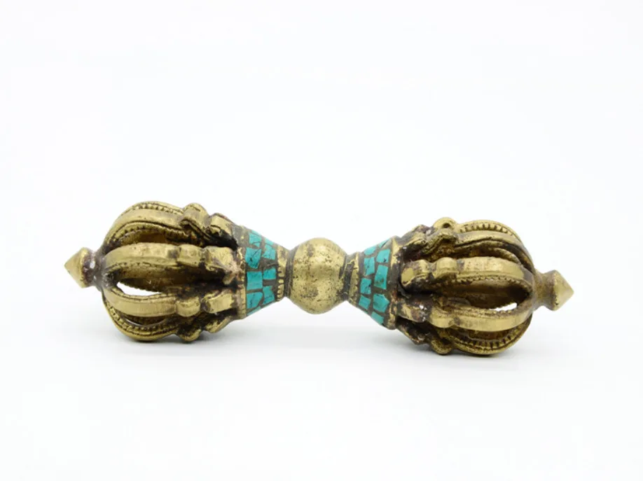 

Tibetan Buddhism Bronze Turquoise Dorje Phurpa Pestle Vajra Talismans Faqi