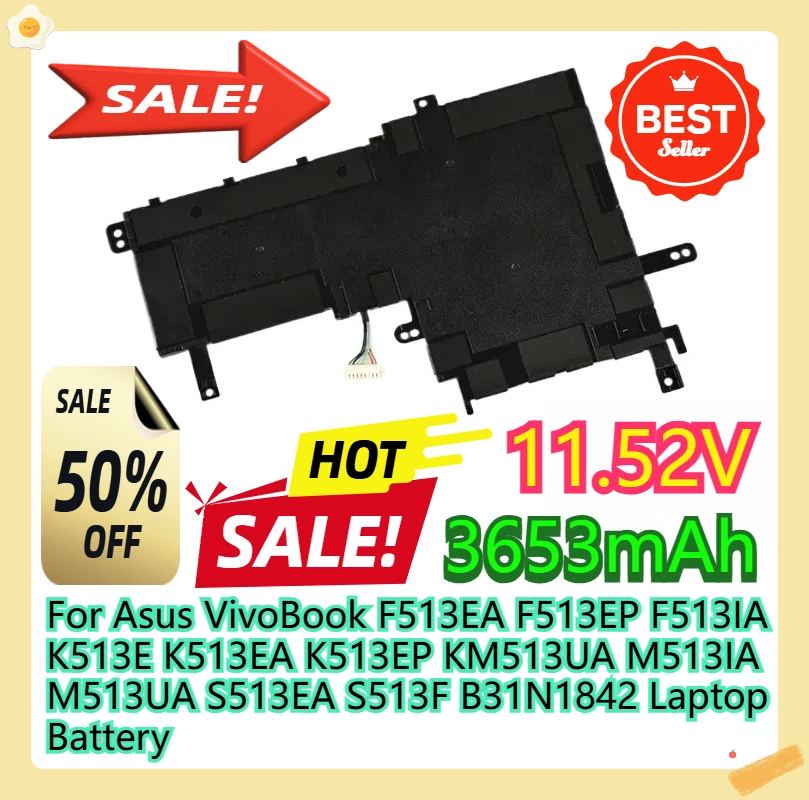 

For Asus VivoBook F513EA F513EP F513IA K513E K513EA K513EP KM513UA M513IA M513UA S513EA S513F B31N1842 Laptop Battery