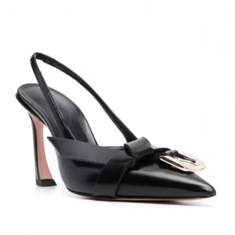 

Fashionable Open-Toe Sandals Red Patent Leather Back Strap Sexy Pumps Pointed Large Size Stiletto Heel Women Shoes