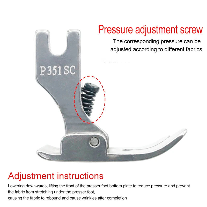 1pcs industrial flat car all steel P351SC knitting wrinkle-resistant presser foot anti eating cloth anti-jumper thin material sp