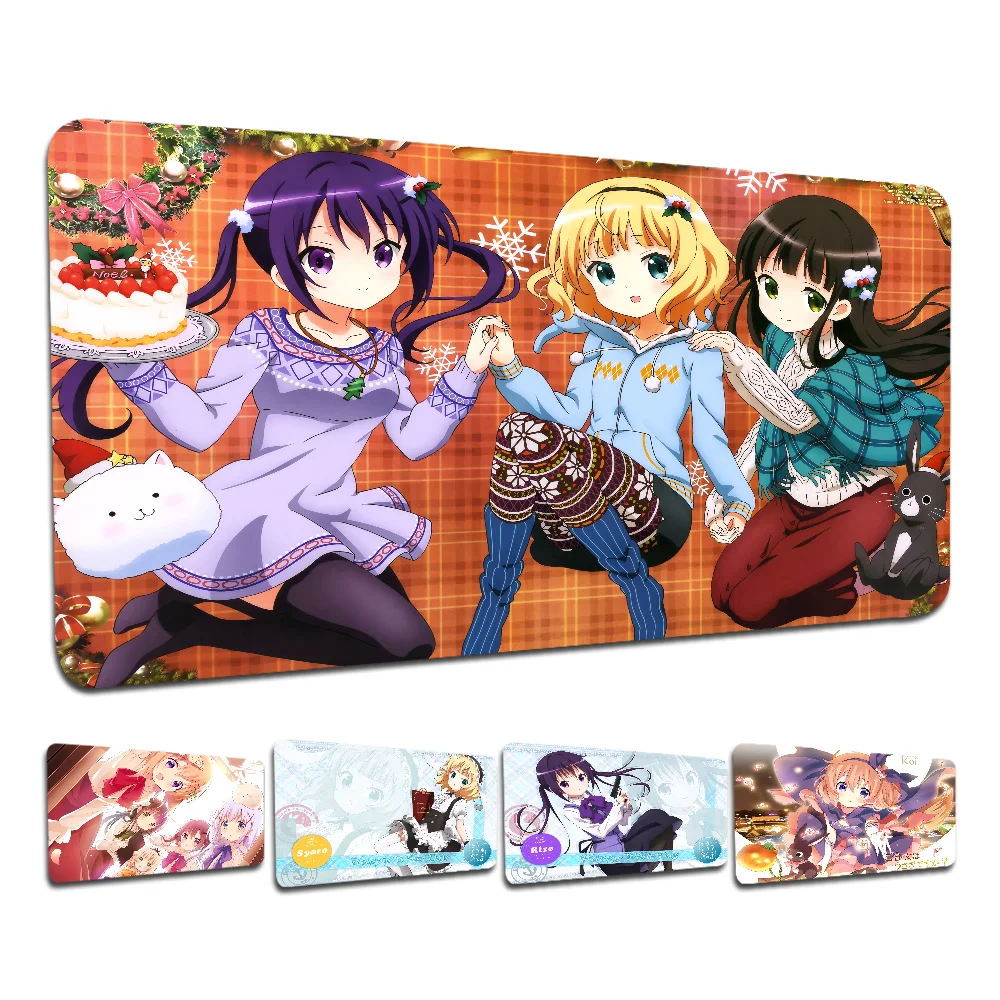 Anime Is The Order A Rabbit Non-slip Lockedge Thickened Mouse Pad Oversized Gaming Keyboard Notebook Table Mat