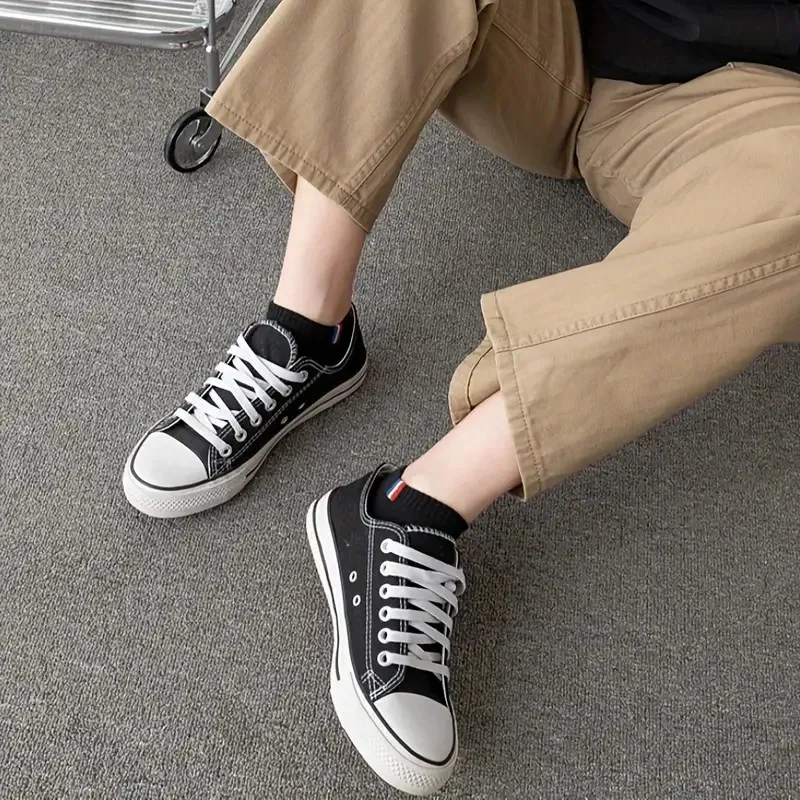 5/10 أزواج من الجوارب الرجالية الرياضية ذات الرقبة المستديرة، جوارب صيفية ماصة للعرق قابلة للتنفس، تصميم حروف عصرية للزوجين غير رسمية