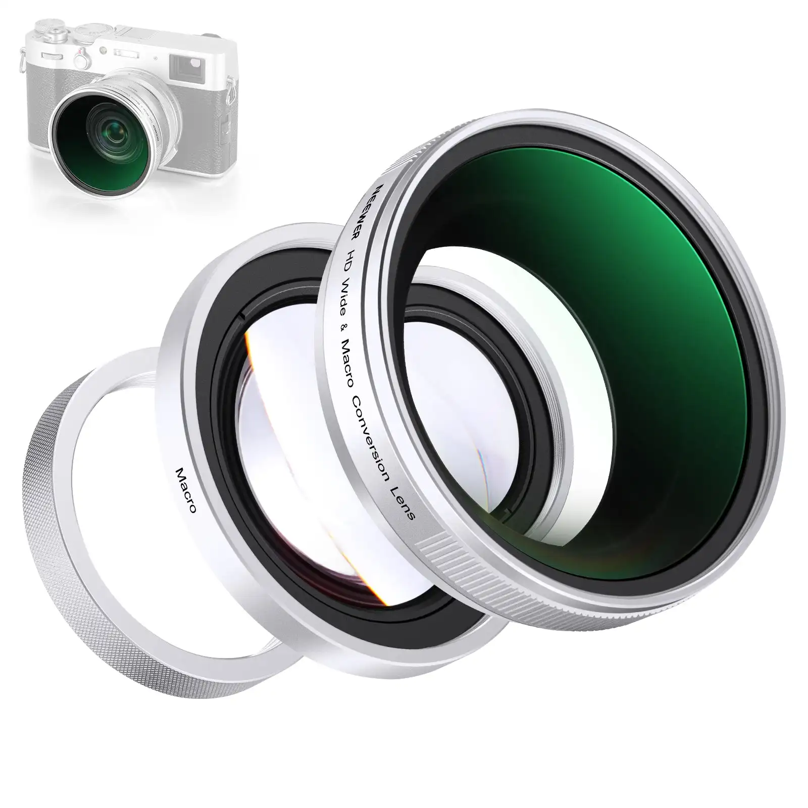 

NEEWER LS-47 49mm 0.75x Wide Angle 1.4x Macro Additional Lens 2 in 1 for Fujifilm X100 Series Cameras