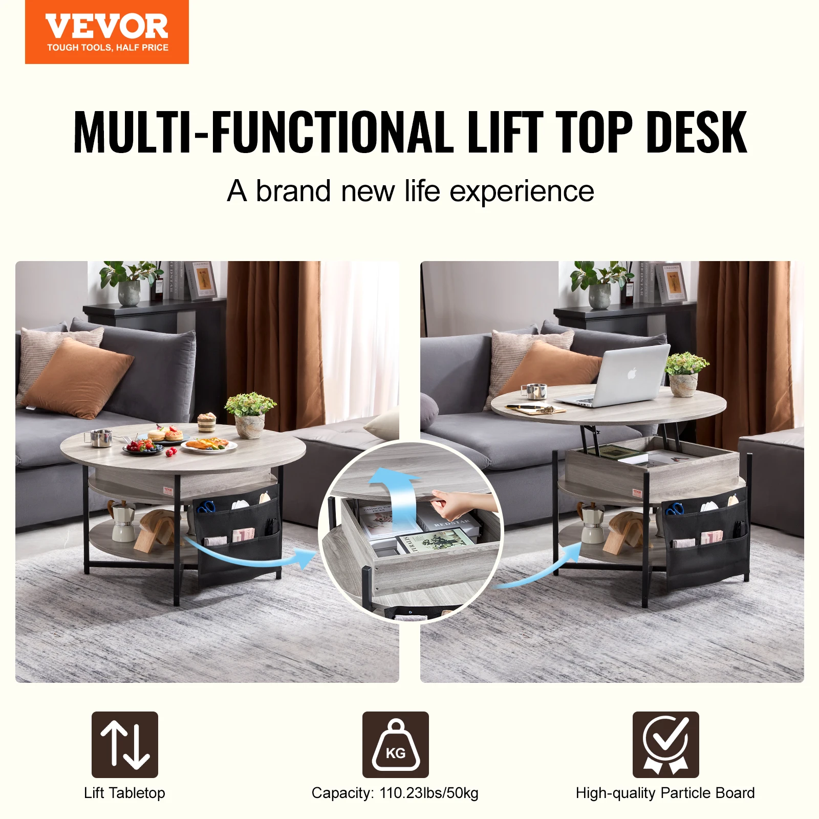 VEVOR Lift Top Coffee Table 35.3