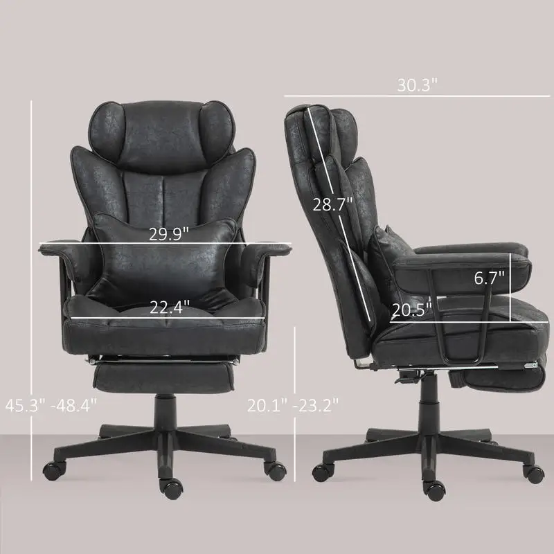 

HOMCOM 396lbs. Big and Tall Office Chair, Executive Office Chair with Footrest, Lumbar Support, and Reclining Function, Black