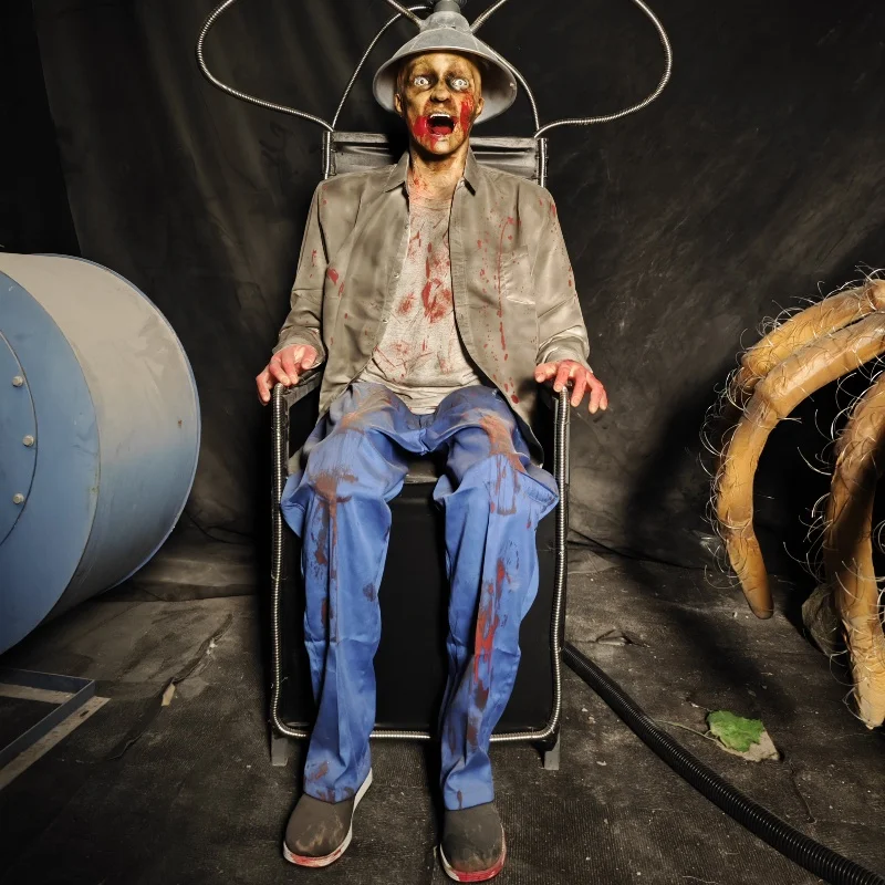 ATV&UTVHaunted House Animatronics Horror  Props Ghost Sitting on Electric Chair  Halloween Decoration Supply