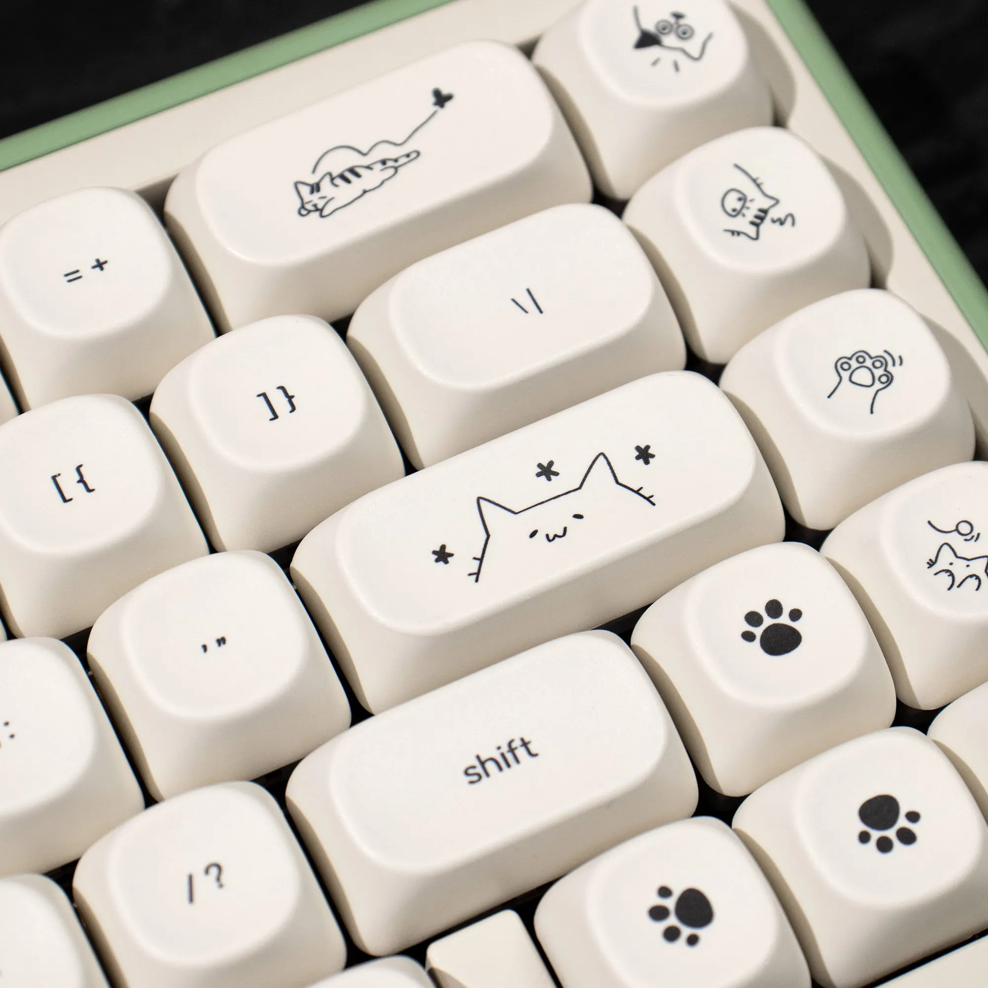 124 keys Cat Keycaps Korean English White PBT Sublimation MOA Minimalist Small Font Mechanical Keyboard Keycaps