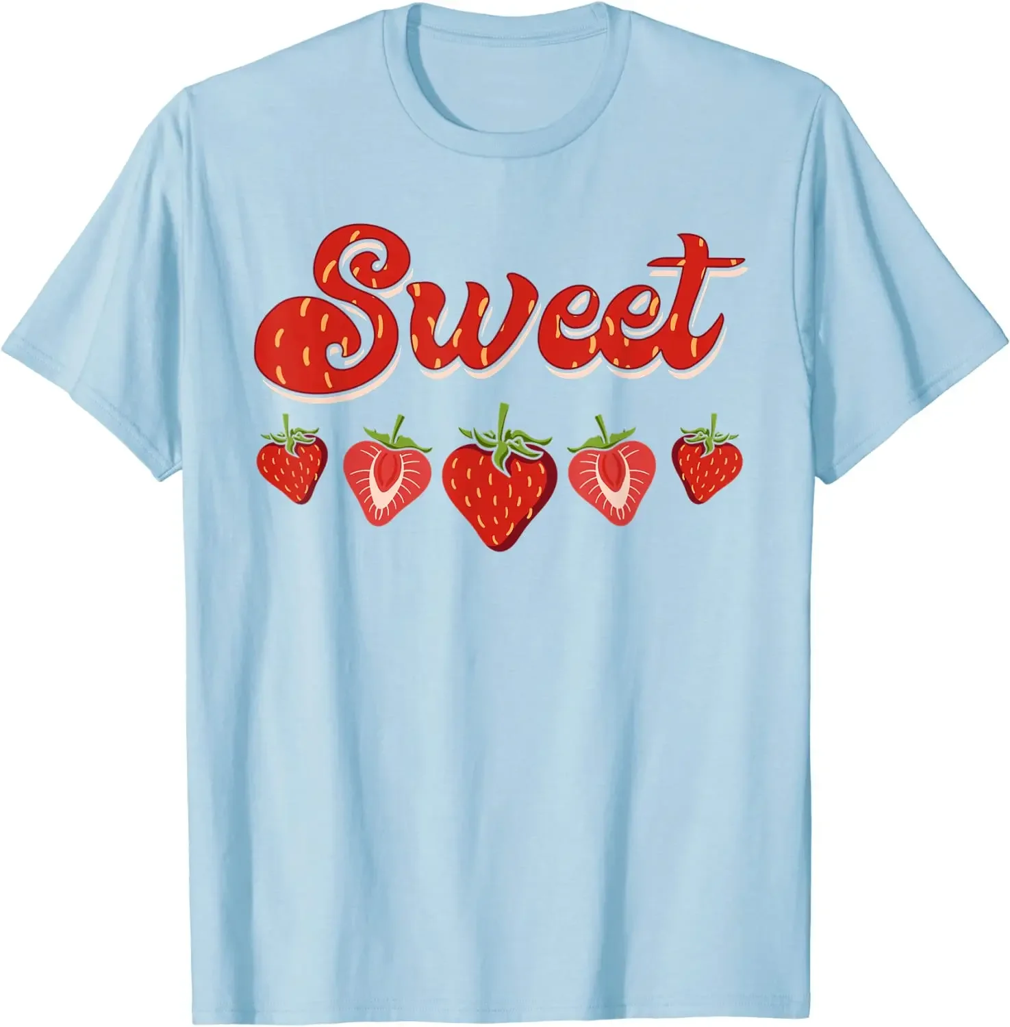 Sweet Strawberries Fruitarian Strawberry Berry Fruit Lover T-Shirt Casual Oversized T Shirt Cotton Four Seasons Tees