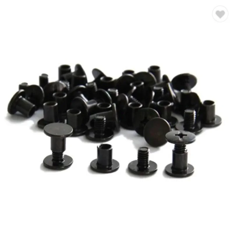 100pcs/lot Black Book Screw m5*4/5/6/8/10/12/15/18/20/50mm steel with black Chicago Screws Snap Rivet  Photo Album Screw