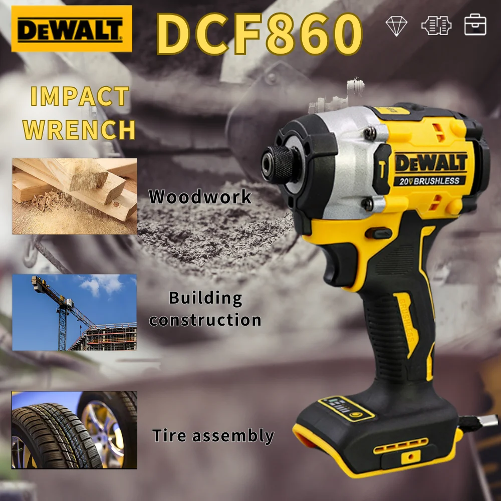 DEWALT DCF860 Brushless Impact Driver Cordless Electric Screwdriver 20V Lithium Battery Compact Rechargeable 282N.m Power Tools