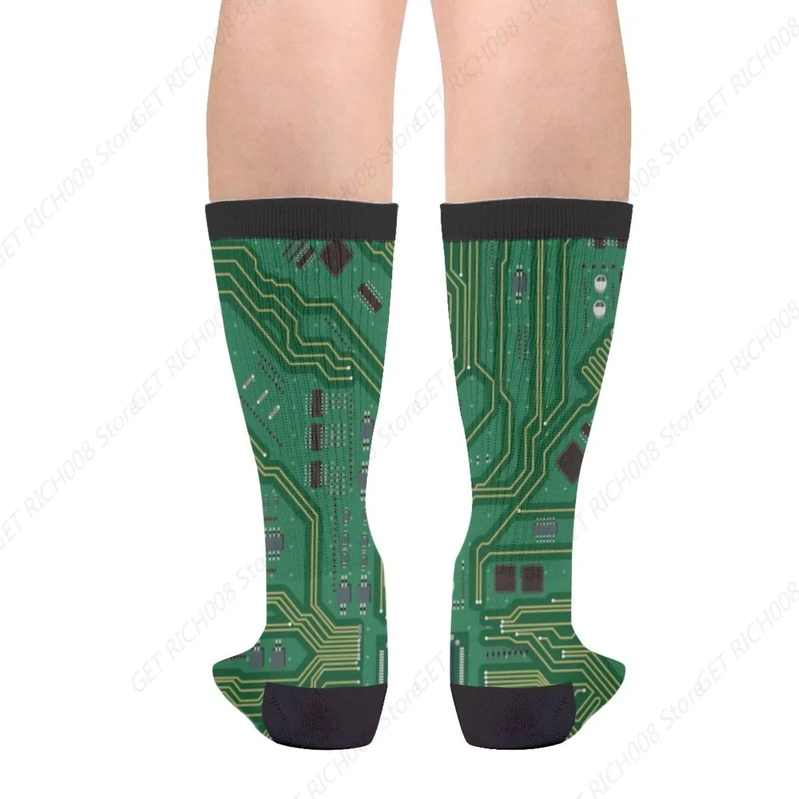 Green Circuit Board Motherboard Digital Chip Casual Funny Funky Novelty Socks For Men Women