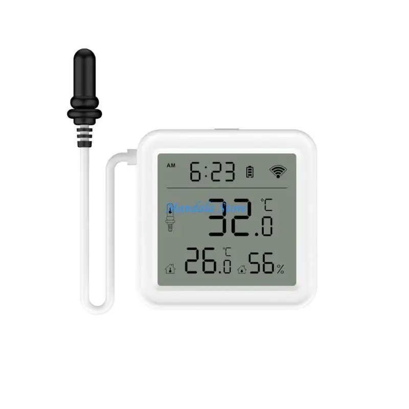 

U2JC External Sensors Temperature Humidity Monitor WiFi Activate ABS Thermometers Hygrometer for Laboratories Warehouses Homes