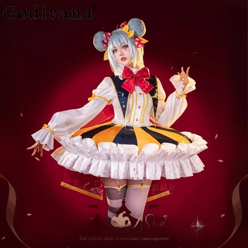 Miku تأثيري ملابس الفتيات أنيمي لعبة تأثيري حلي المتضخم اللعب زي مجموعة كاملة حفلة الهالوين الزي بطل كوس