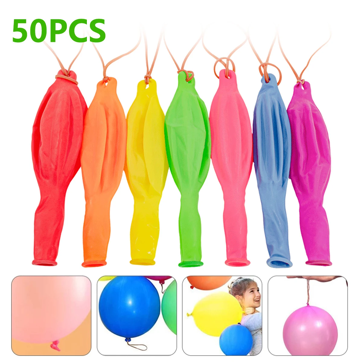 50pcs Halloween Balloons Coordination Ability Training Colorful Punch Balloons Multiple Play Methods Eco-friendly Latex Punch Ba