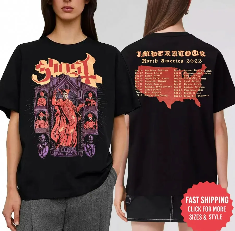 

Ghost Tour 2022 North American Two Sided T-Shirt Imperatour Gift Band Fan Sid