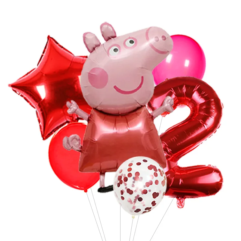 Peppa Pig Balloon Number Box Birthday Decoration Cartoon Foil Balloon Personalized Age Number Party Supplies for Kids view 3