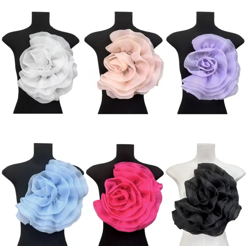 Handmade Fabric Large Flower Brooch Fashion Corsage Lapel Pins and Brooches for Women Wedding Party Badge Jewelry Accessories
