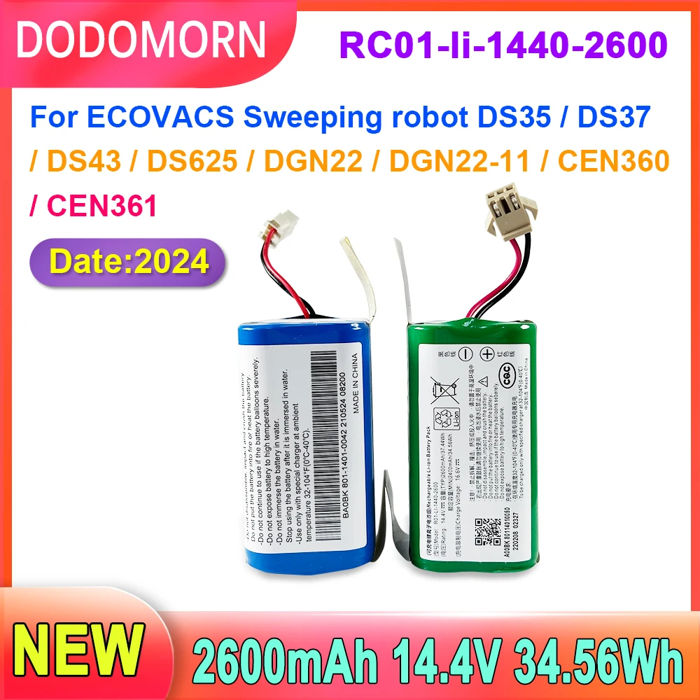 

DODOMORN High Quality Battery RC01-li-1440-2600 For ECOVACS Sweeping Robot DS35,DS37,DS43,DS625,DGN22,DGN22-11,CEN360,CEN361