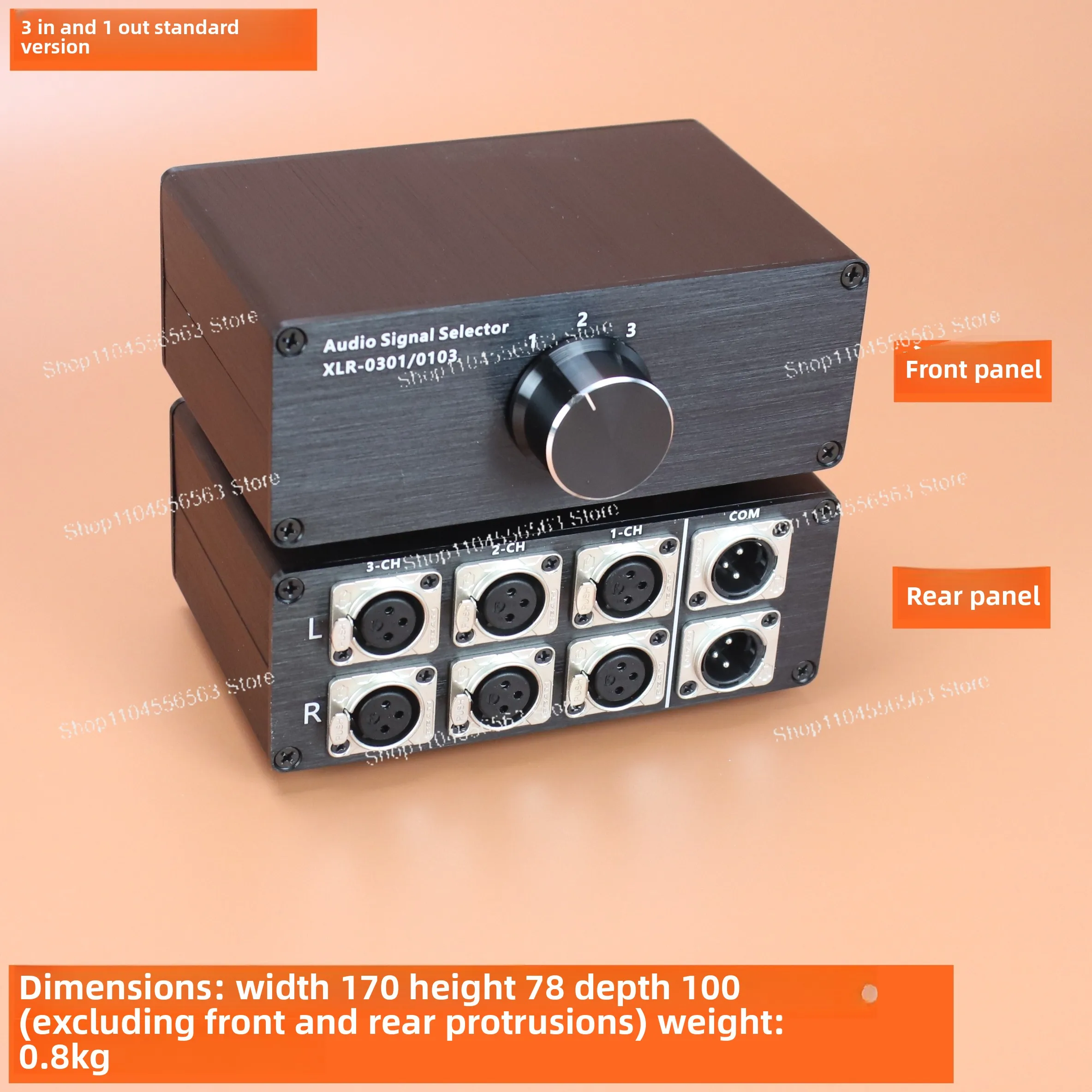Two-channel XLR balanced audio signal selection switcher Signal source or amplifier selection switcher