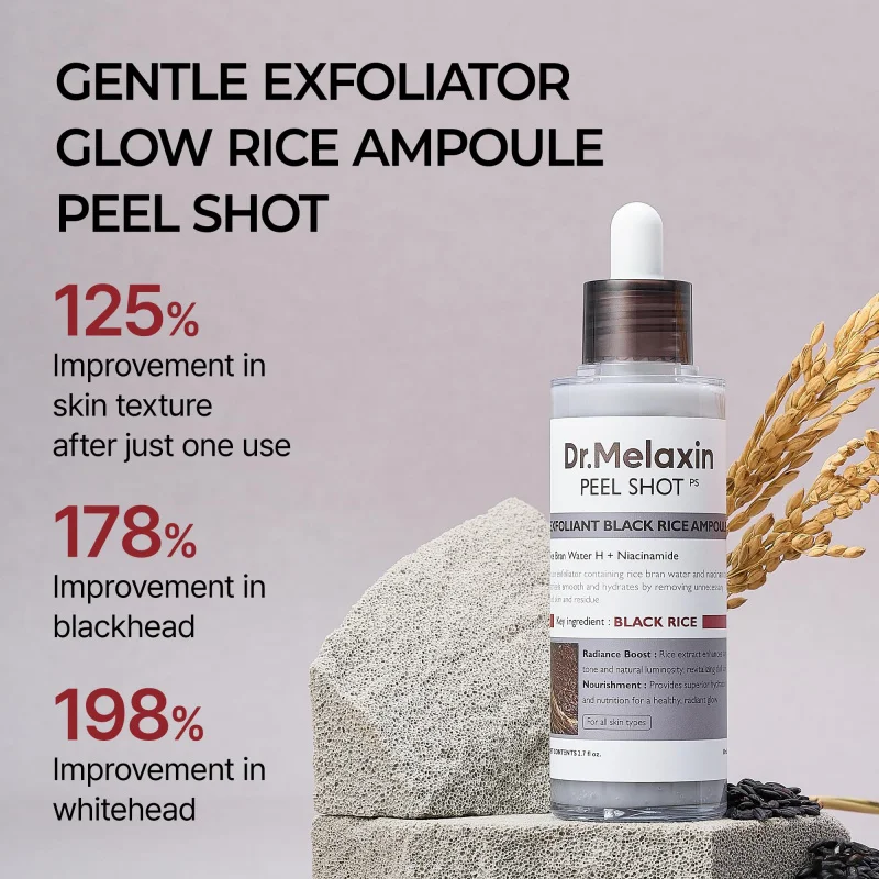 

Peel Shot Glow Black Rice Peeling Ampoule — нежный отшелушивающий крем для лица и тела, удаляет омертвевшую кожу и черные точки, уход за кожей, 80 мл