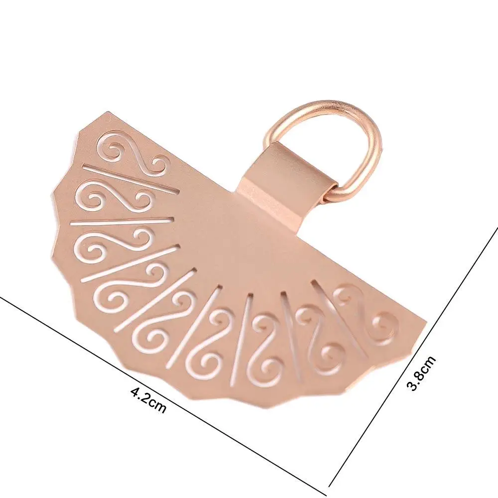 Fan Shaped Phone Lanyard Gasket Chinese Style Snap Strap Metal Phone Patch Stainless Steel Detachable Phone Card Clip