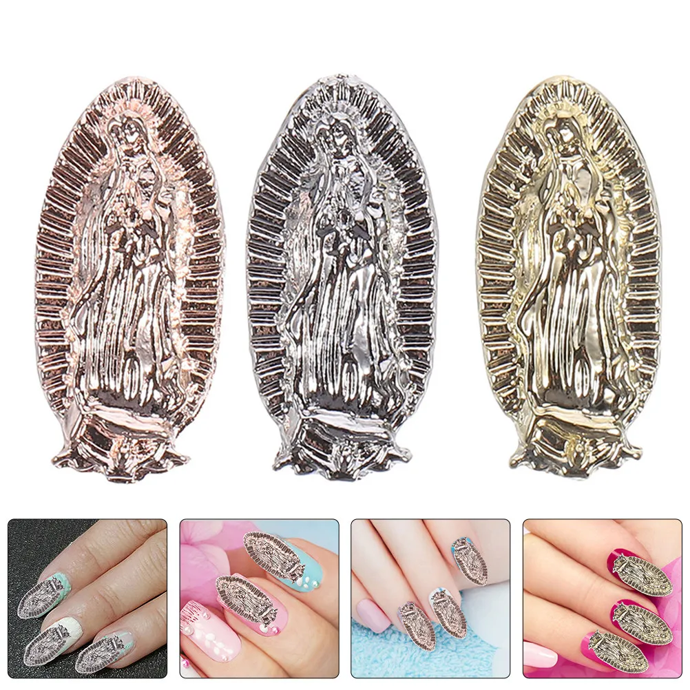 

40Pcs Embossed Virgin Mary Nail Charms Nail Art Decorations Manicure Gems Small Cute Ornaments for Women Nails