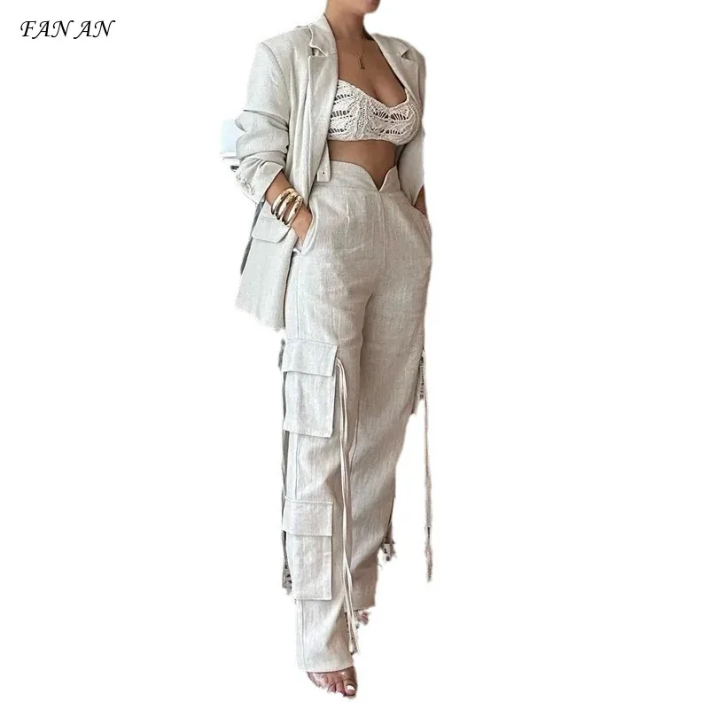 

Summer Autumn Women's New Hot Sales Fashion Street Spice Girls Top Cargo Pants Suit Women Casual Trend Commuting Two-piece Suit