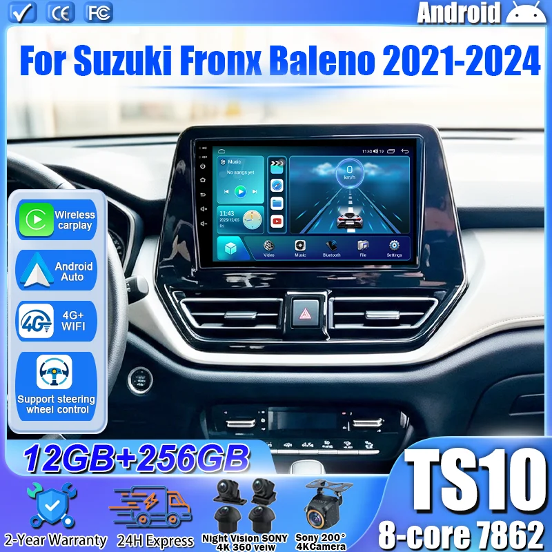 Android 16 For Suzuki Fronx Baleno 2021-2024 Car Radio Stereo Head Unit Multimedia Video Player GPS Navigation 2K QLED 8 Core 5G
