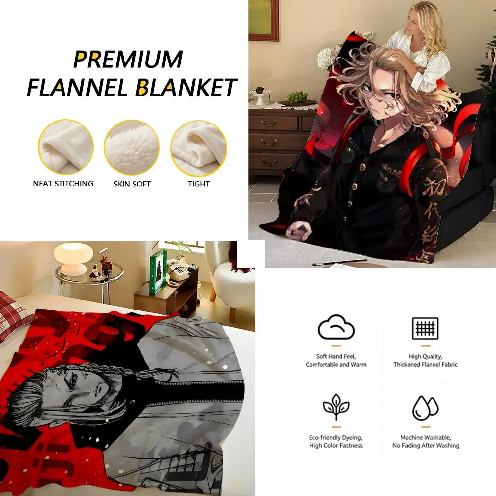 Anime T-Tokyo R-Revengers Throw Flannel Blanket, Soft Warm, Durable & Washable Cute Cool