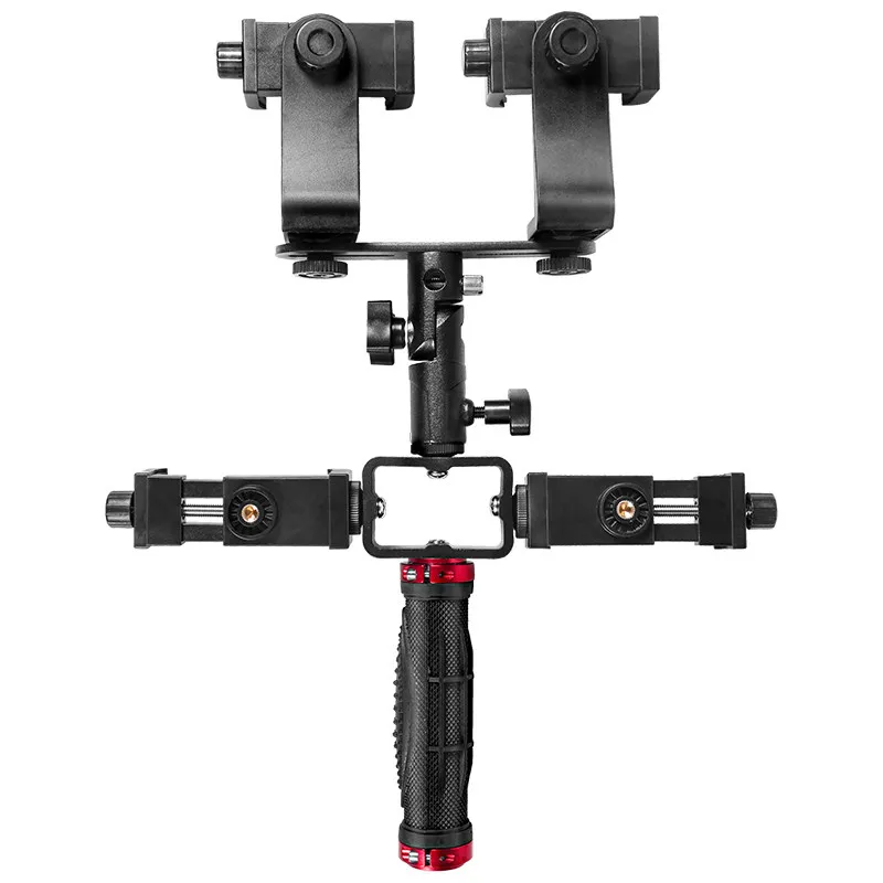 Mobile live streaming multi camera head four camera clip shooting artifact with four four fixed clips