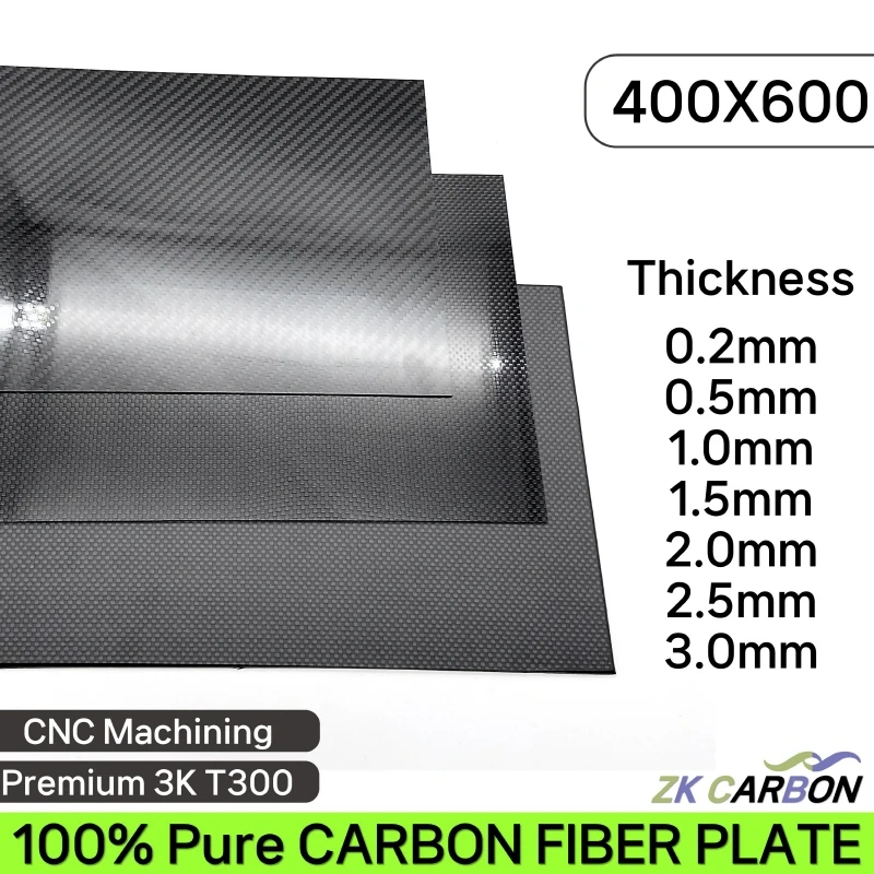 

600x400mm Full 3K Carbon Fiber Sheet Plate High Strength Carbon Board Panel Thickness 0.5mm 1mm 1.5mm 2mm 2.5mm 3mm 4mm 5mm