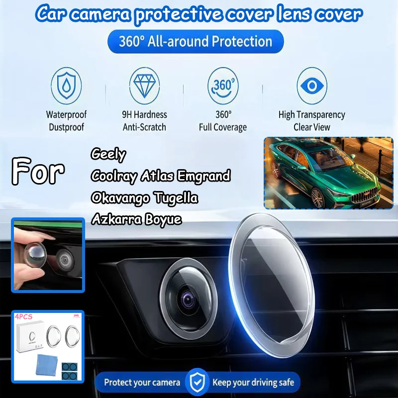 4pcs Car Camera Lens Protector Cover High Transparent Guard For Geely Coolray Atlas Emgrand Okavango Tugella Azkarra Boyue