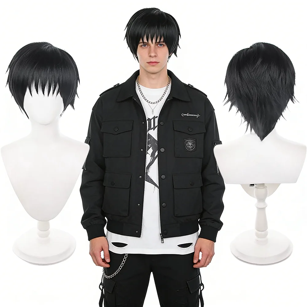 

Unisex Fushiguro Toji Cosplay Wig Jujutsu Kaisen Anime Short Black Heat Resistant Synthetic Hair For Halloween Party Daily Use
