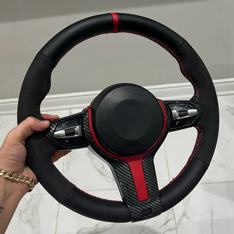 

Car Steering Wheel Cover Customized Anti-Slip Suede For BMW F87 M2 F80 M3 F82 M4 M5 F12 F13 M6 F85 X5 M F86 X6 F33 F30 M Sport