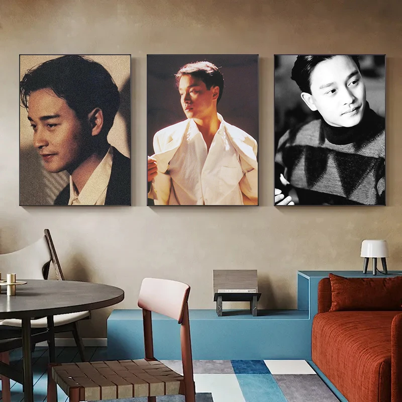 Retro Chinese Hong Kong Famous Actor Singer Leslie Cheung Canvas Poster Star Portrait Poster Gift for Living Room Home Decor