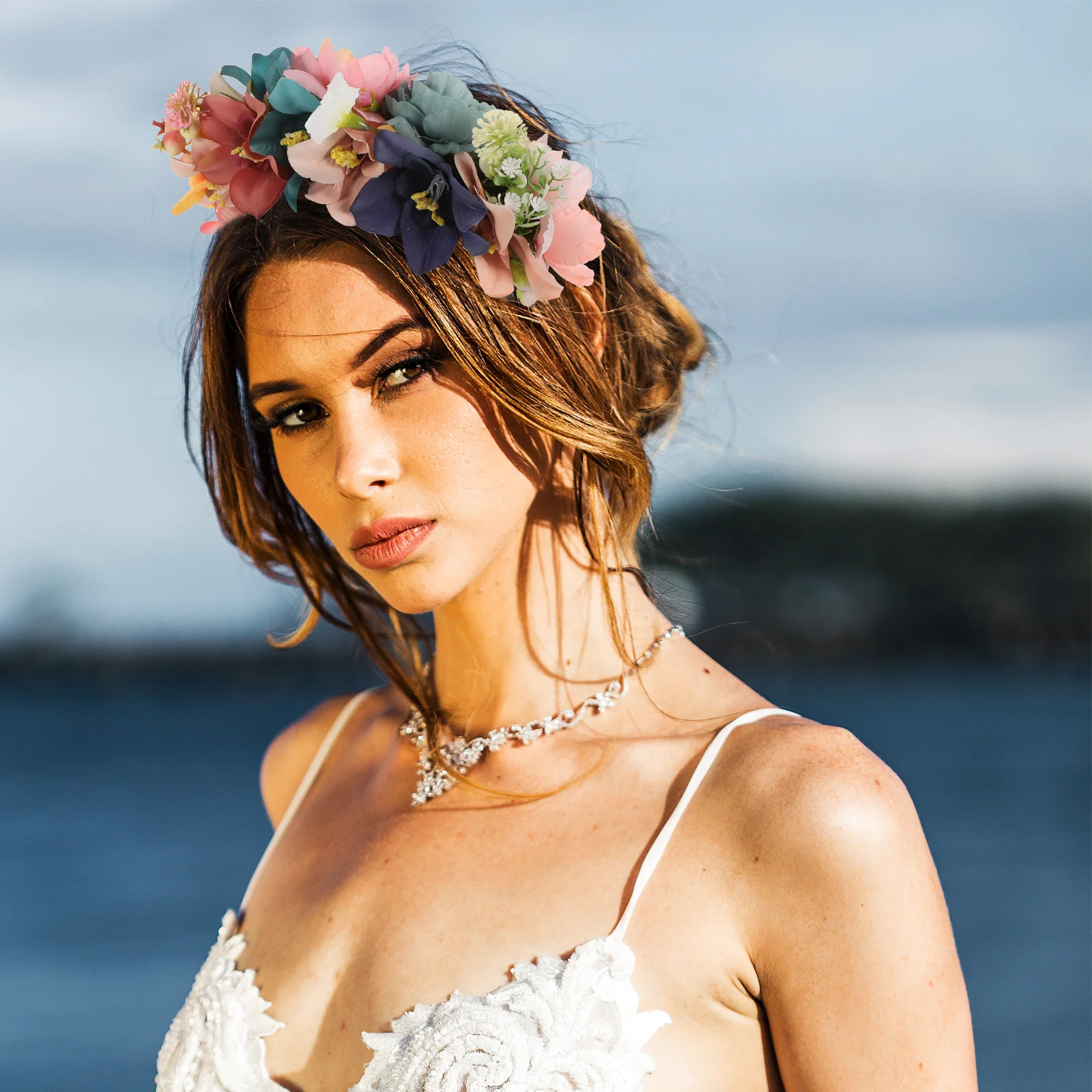 

Artificial Flower Headb Wedding Crown Headdress Bride Headpiece for Women Bridal Party Accessories Comfortable