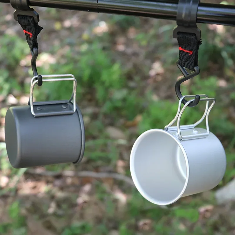 

High Quality Stainless Steel Camping Mugs Outdoors Cup with Foldable Handle Picnic Utensils Travel Cooking Set Cookware Hiking