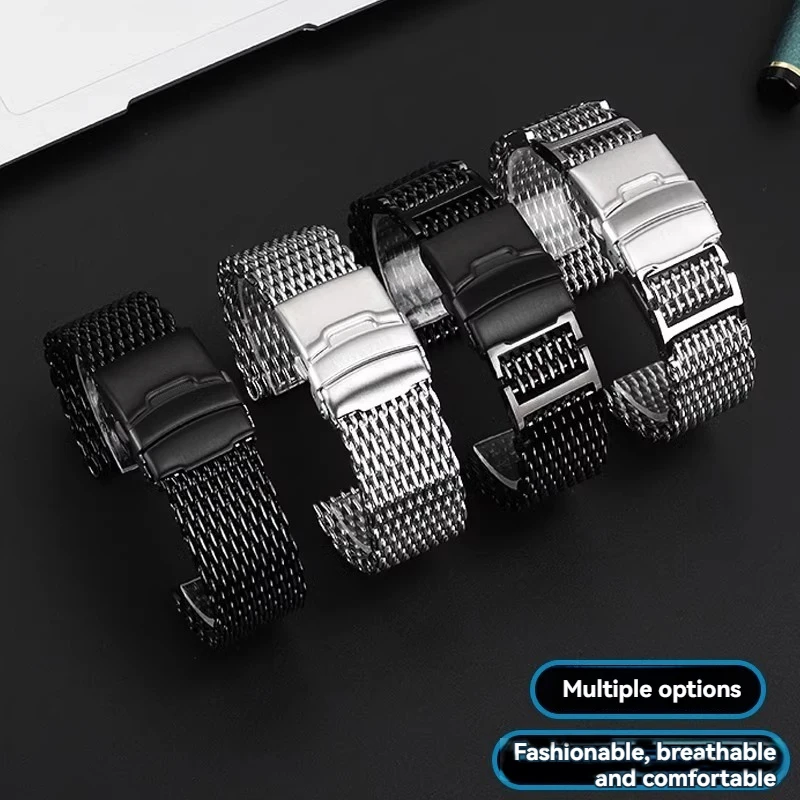 For Tissot 1853 Speed Dare Black Warrior T125.617 Milan Weaving Cool Shark Mesh Bracelet Steel Strap Seiko Watch Chain 22mm