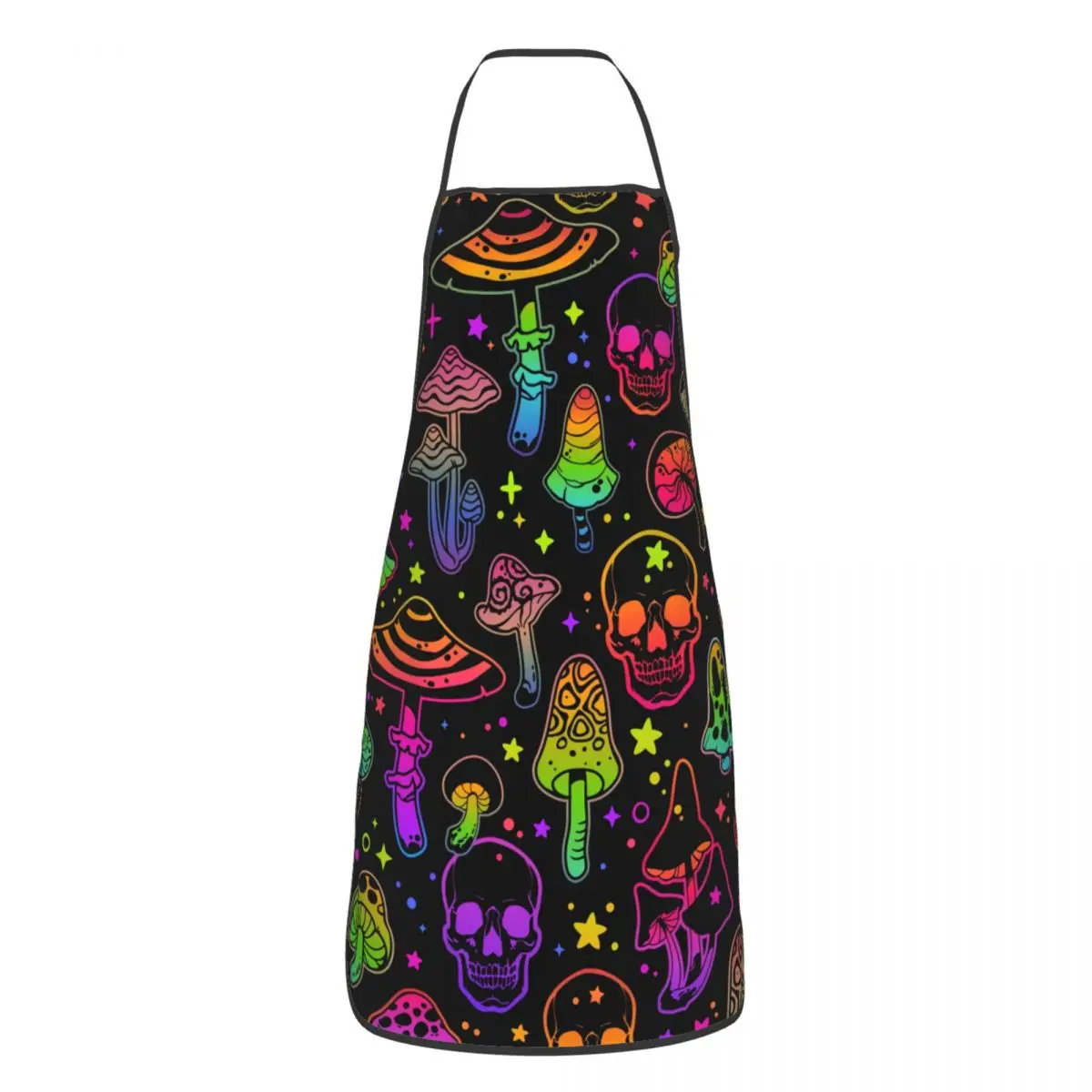 Custom Glowing Mushroom Apron for Women Men Unisex Bib Purple Blue Skull Skeleton Print  Cooking Tablier Cuisine Chef Gardening