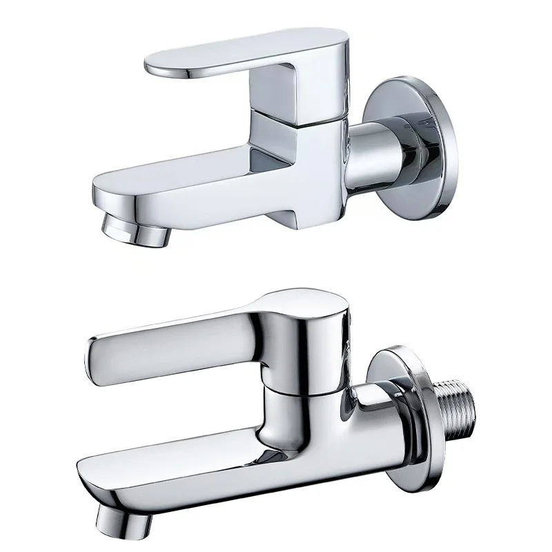 Wall Mounted Solid Brass Outdoor Faucet Single Cold Water Tap Gray/Black for Garden Balcony Washbasin Mop Pool - Creative Home