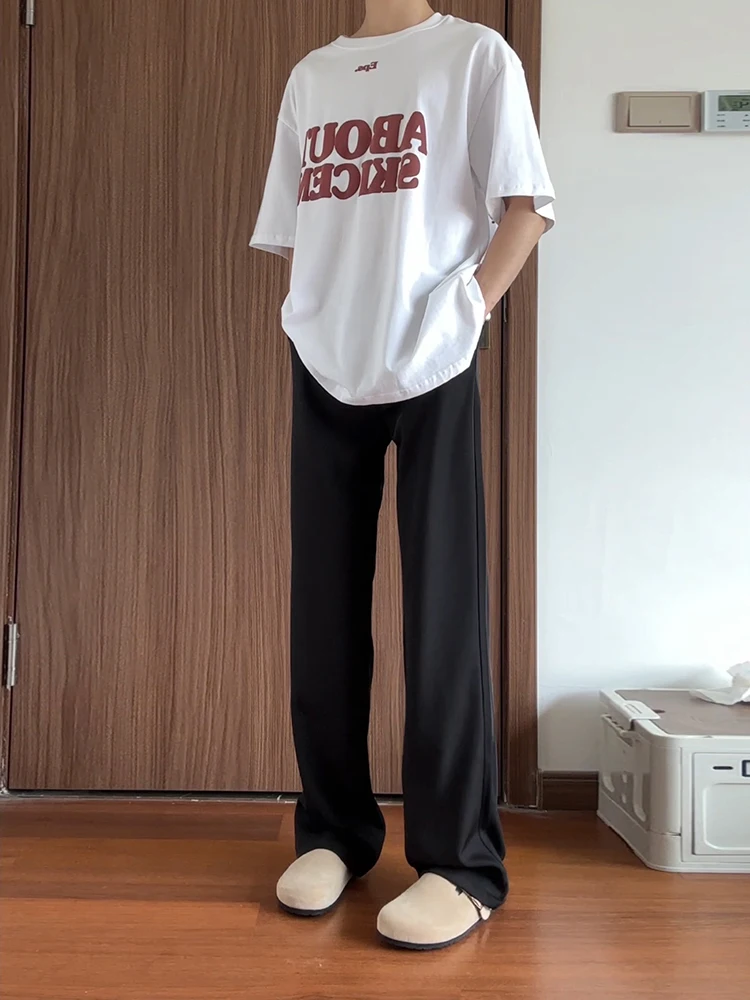 

Мужские летние тонкие брюки Bla Ice Silk Slim Fit: американские прямые брюки с высокой талией, струящиеся, модные, повседневные