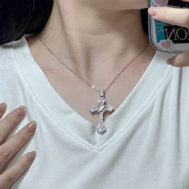 MDL Moissanit1 نمط الصليب قلادة مبالغ فيها الرجال النساء زركونيا قلادة مطلي 18 كيلو الصليب المجوهرات