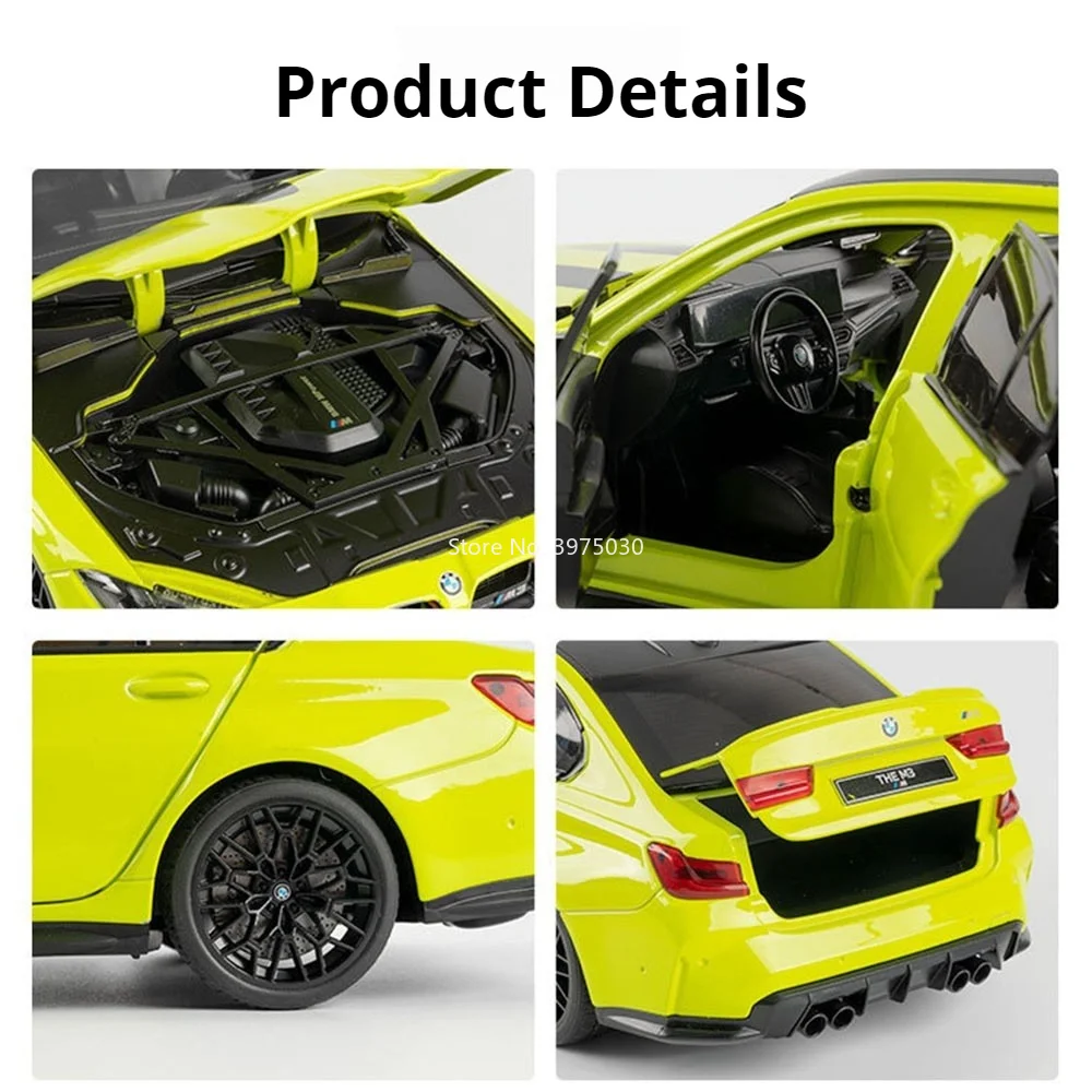 1:18 BMW M3 CS LCI Sportwagen Druckguss-Modell Legierungsspielzeug mit Öffnenden Türen, Lenkbaren Vorderrädern und Stoßdämpfung - Auto-Geschenk für Freunde – Detail 18