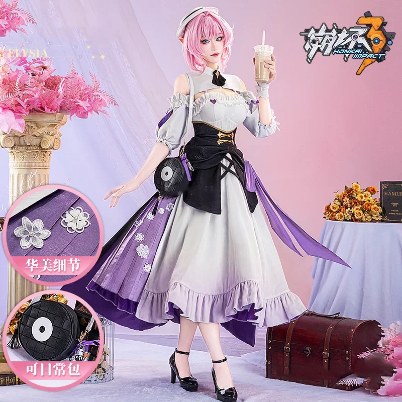 COWOWO Honkai Impact 3rd Elysia Sweet Memory Game Suit Daily Dress Uniform Cosplay Costume Halloween Party Outfit Women S-3XL