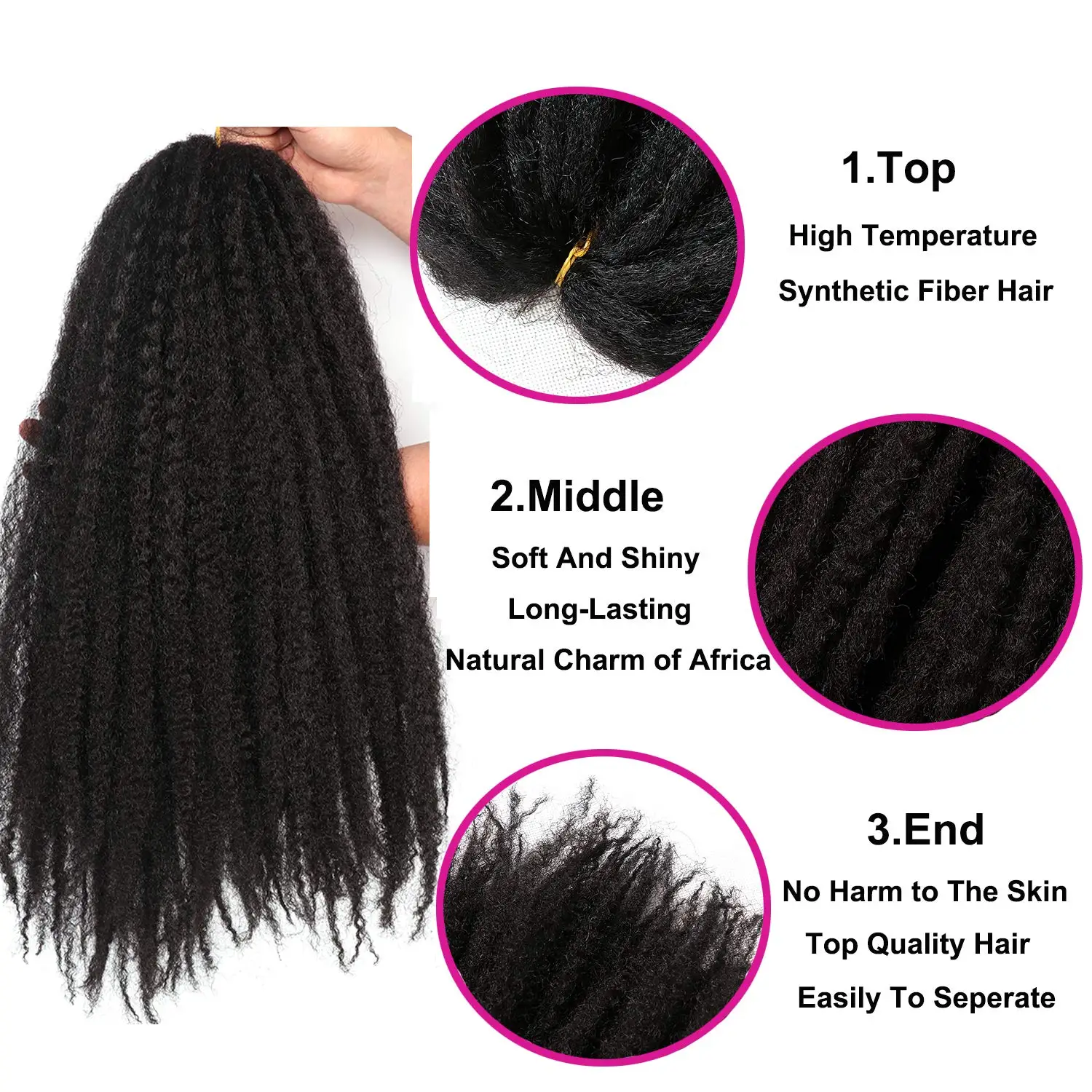 18 Inch Marley Braids Hair Synthetic Afro Curls Soft Kinky Twist Marley Hair Crochet Braiding Hair Extensions For Women