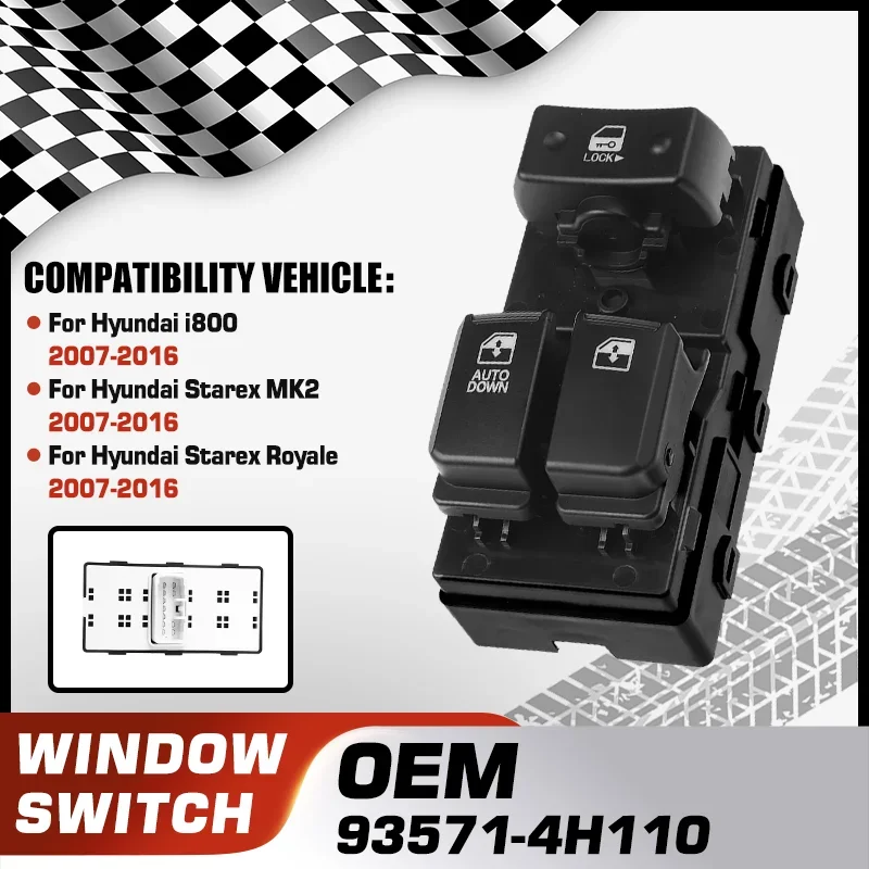 

For Hyundai i800 Hyundai Starex MK2 Hyundai Starex Royale 2007-2016 Electric Power Car Window Master Switch 93571-4H110 11 Pins
